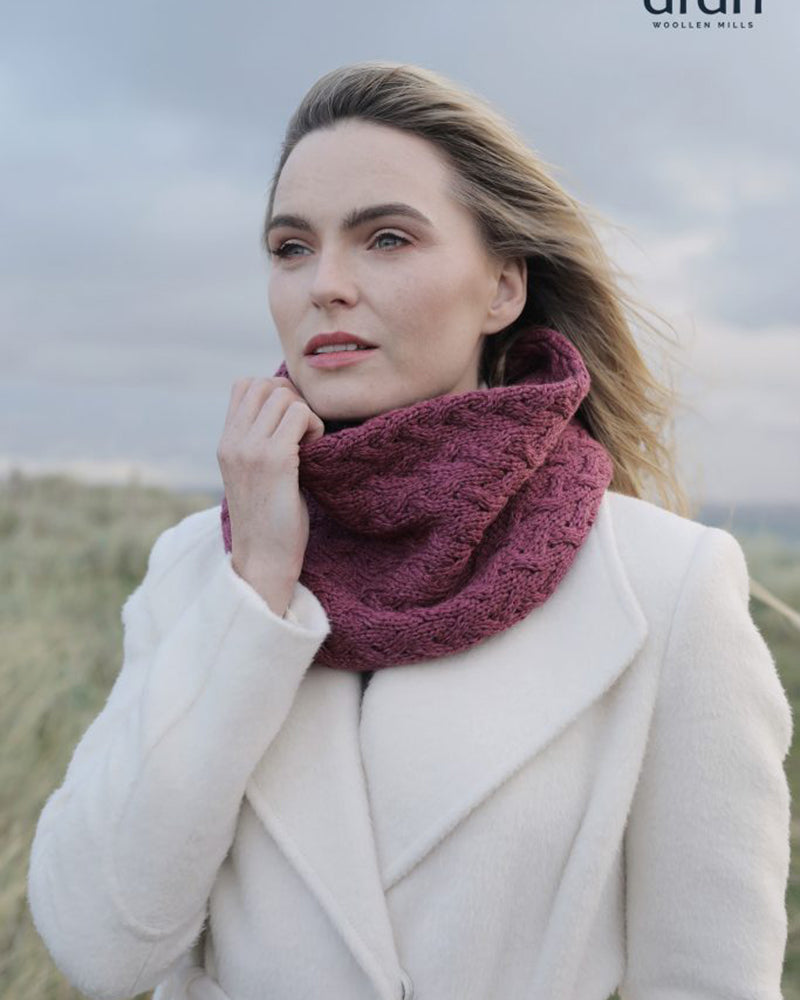Super Soft Infinity Cable Scarf , Jam Pink