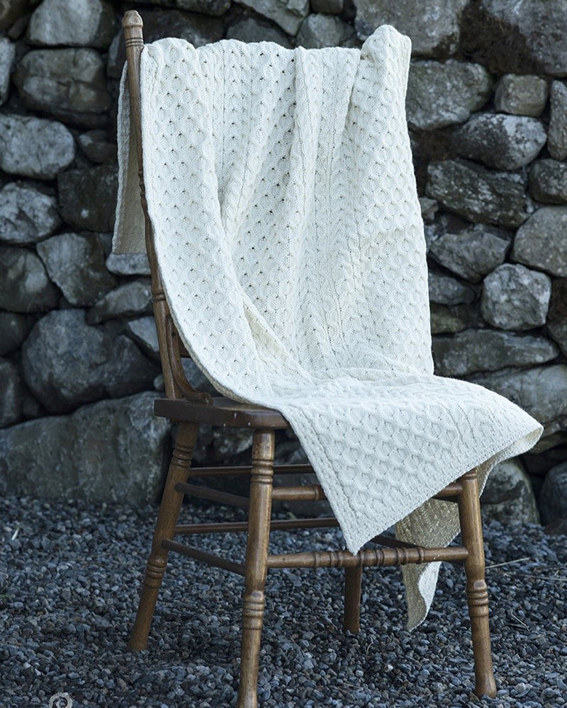 Aran Honeycomb Blanket , Natural