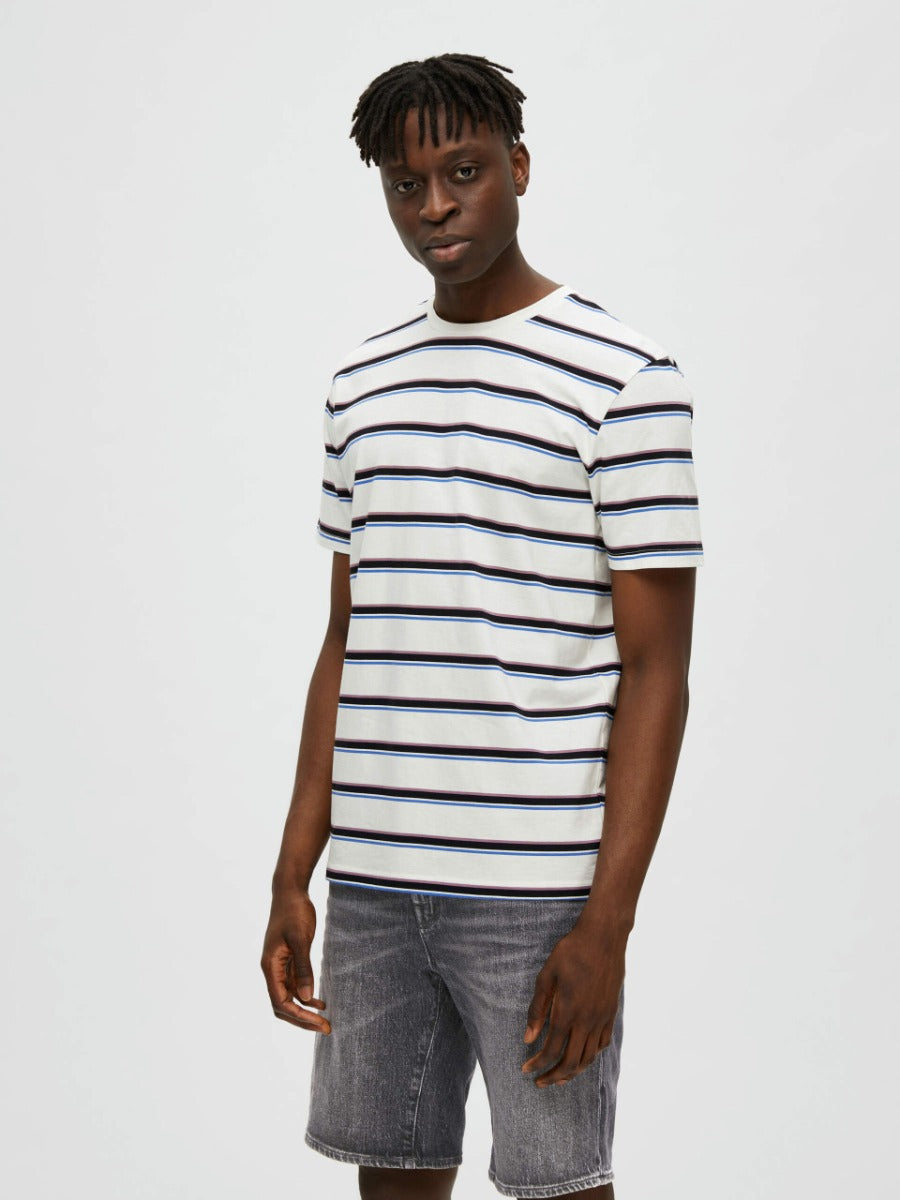 Selected Homme | Bertie Striped T-Shirt | Cloud Dancer