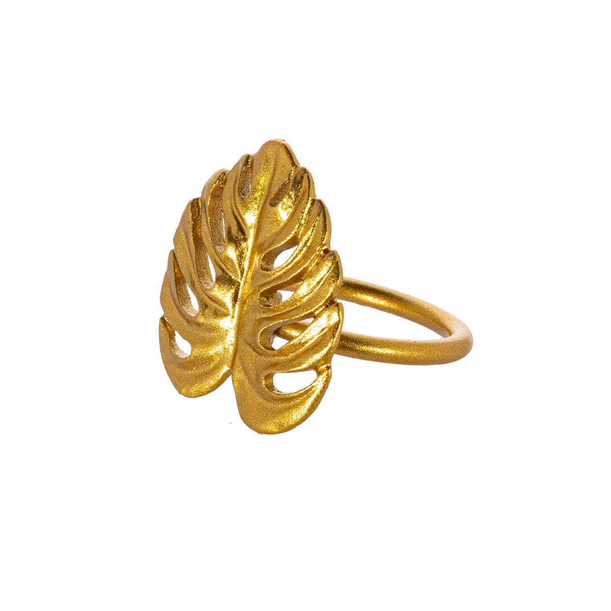 Sass and Belle | Gold Monstera Leaf Napkin Ring Set