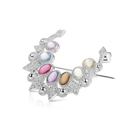 Newbridge Silverware Brooch with Coloured Stones