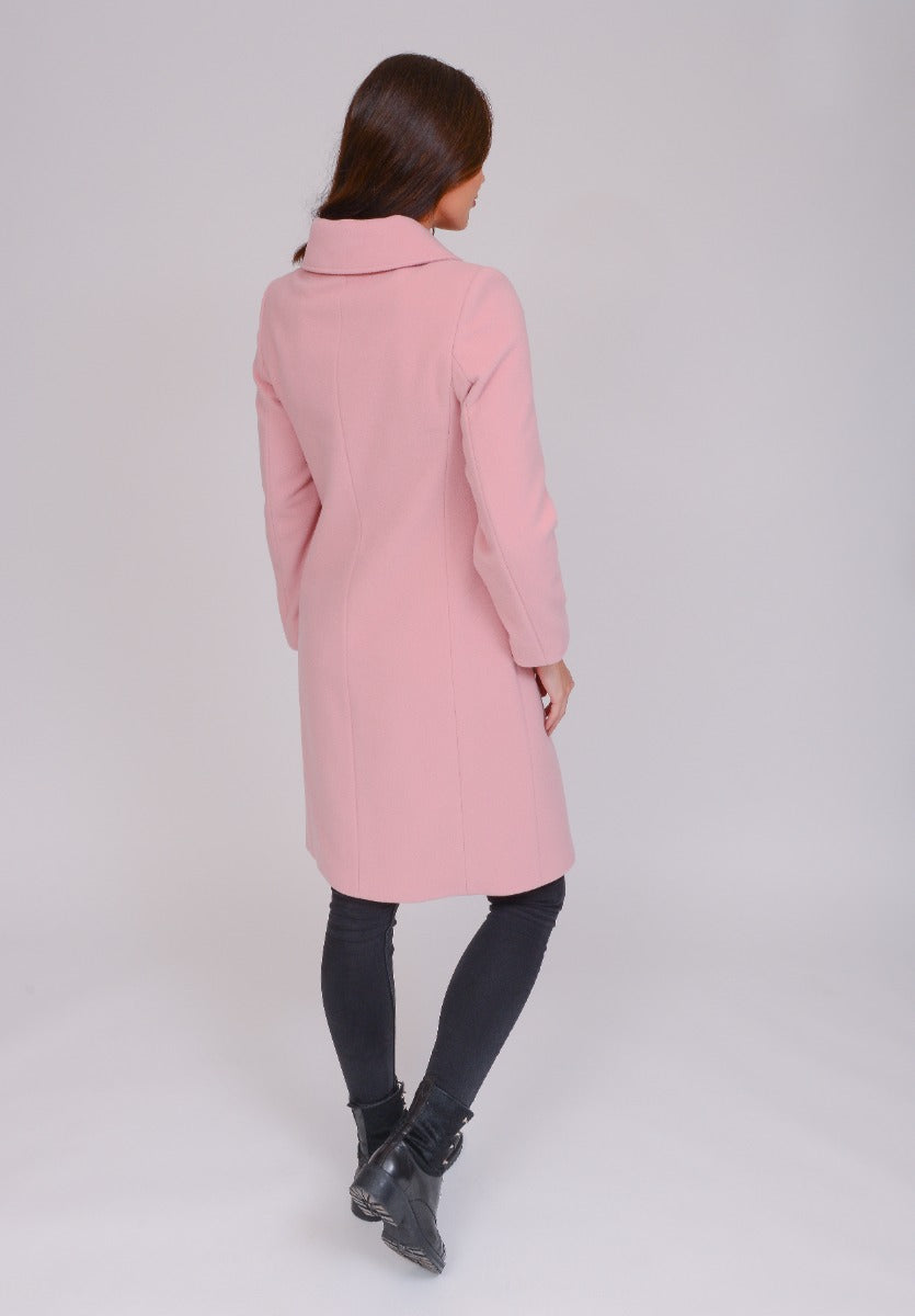 Christina Felix | Wool and Cashmere Shawl Collar Coat -Pink