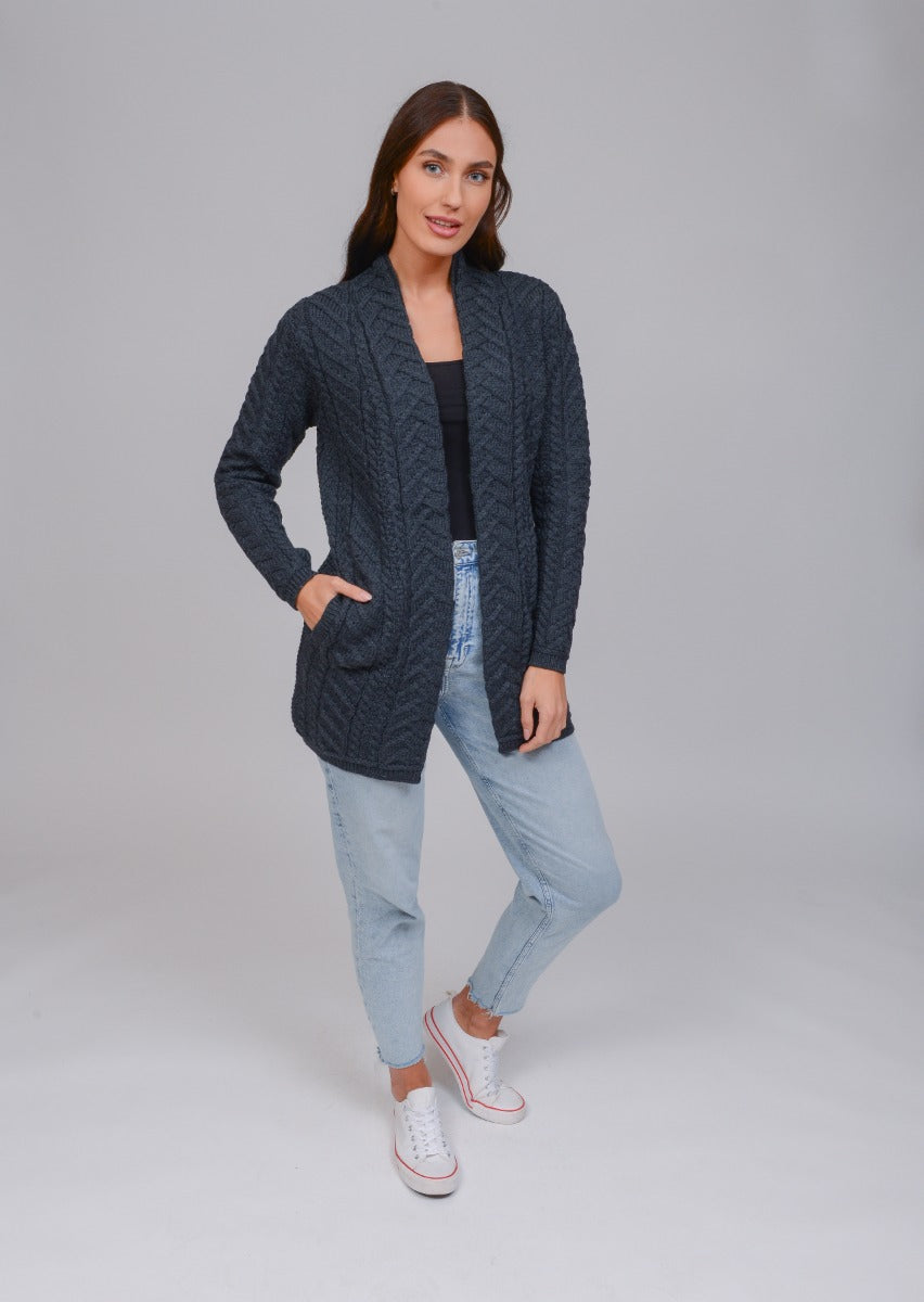 Supersoft Edge to Edge Cardigan , Charcoal
