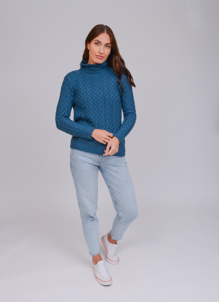 West End Knitwear| Supersoft High Neck Sweater | Teal | C4767