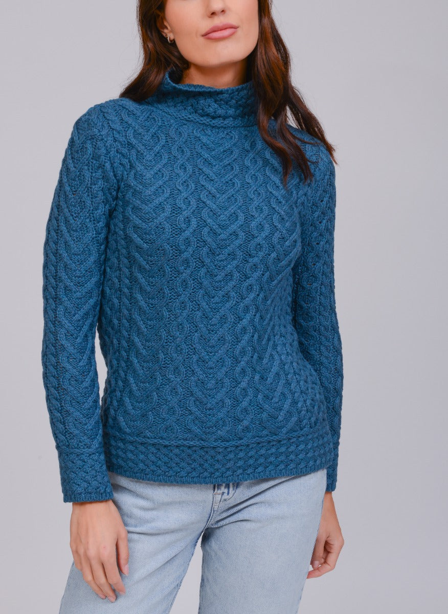 West End Knitwear| Supersoft High Neck Sweater | Teal | C4767