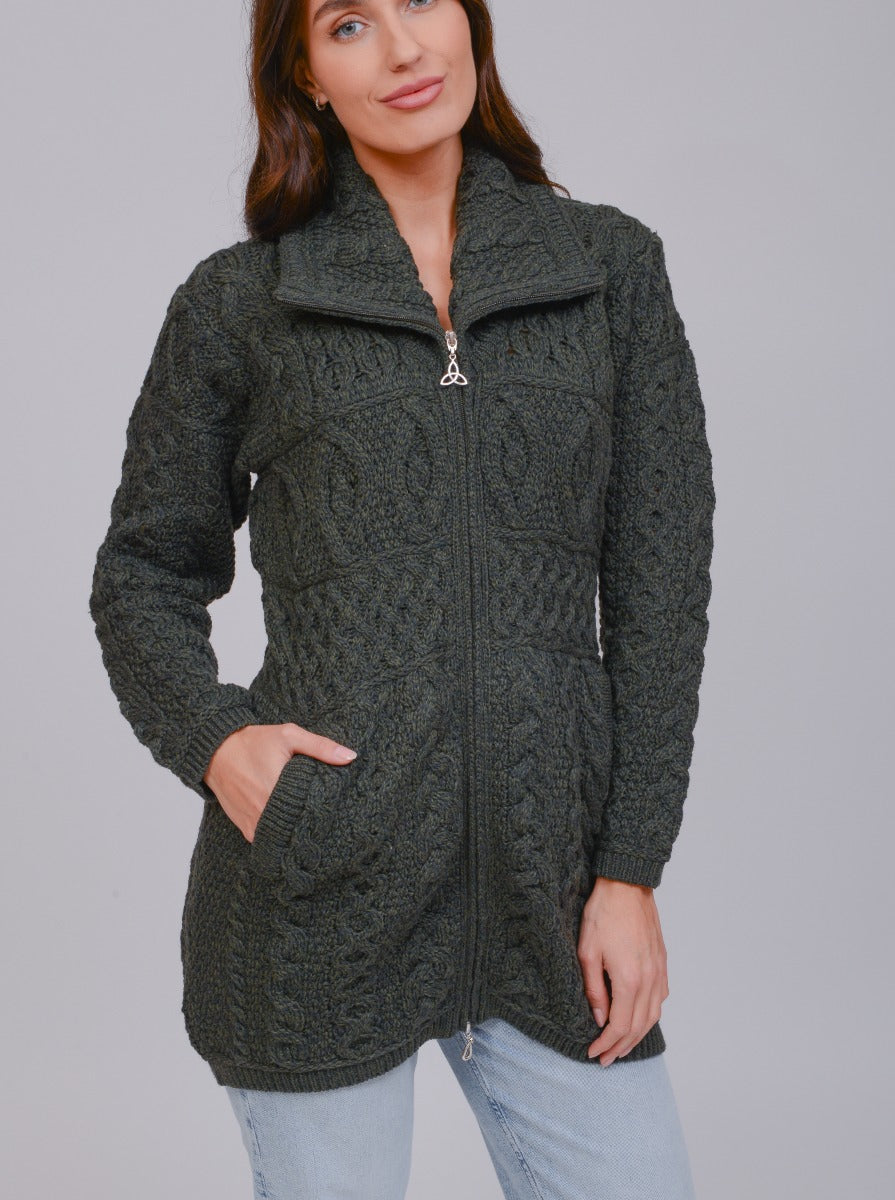 High Collar Coat , Charcoal