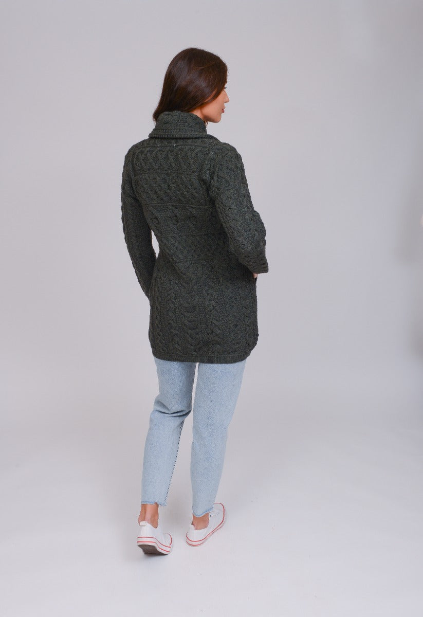 High Collar Coat , Charcoal