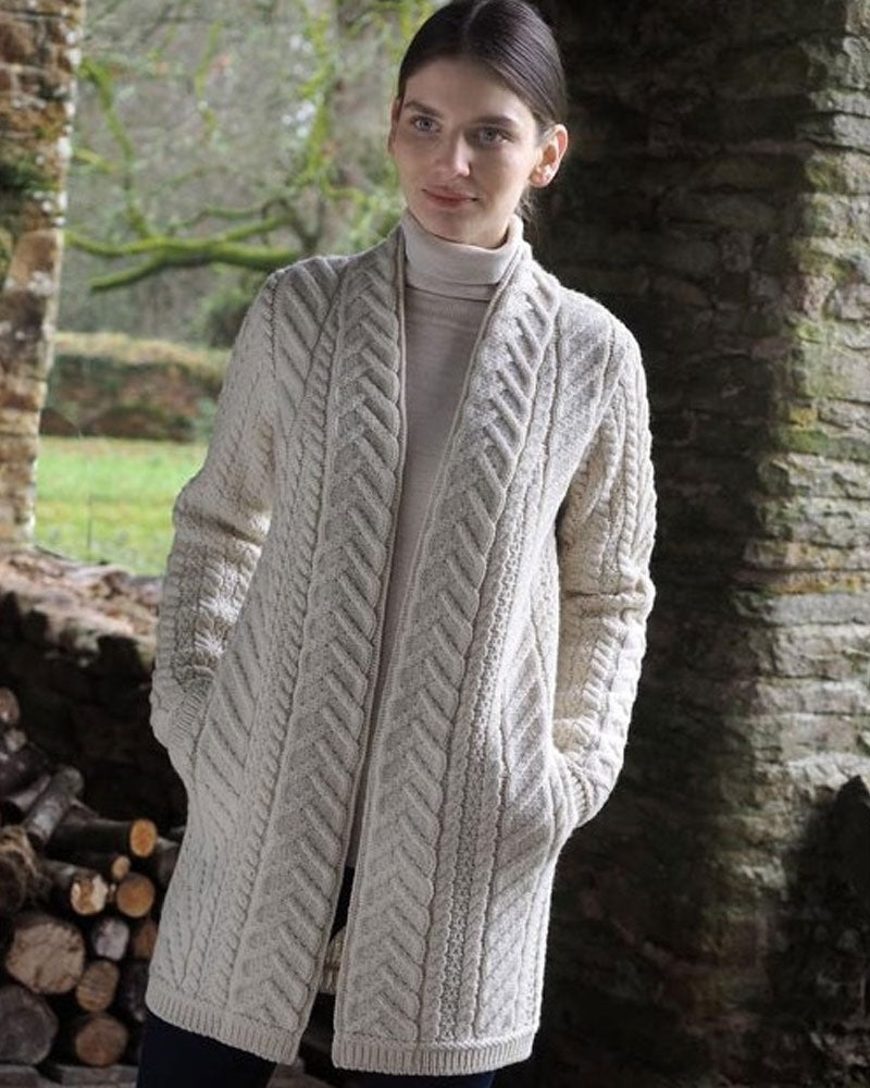 Aran Crafts | Supersoft Edge to Edge Cardigan | Natural | X4693