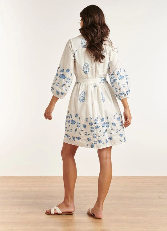 Smashed Lemon | Embroidery Dress | White/Blue