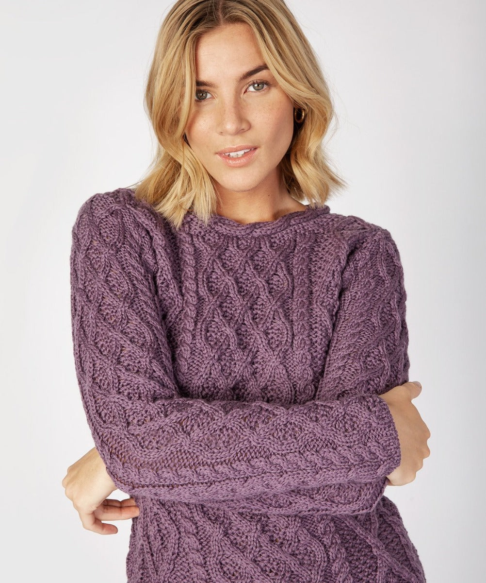 Ireland's Eye | Cable Lambay Sweater A654-Warm Lavender