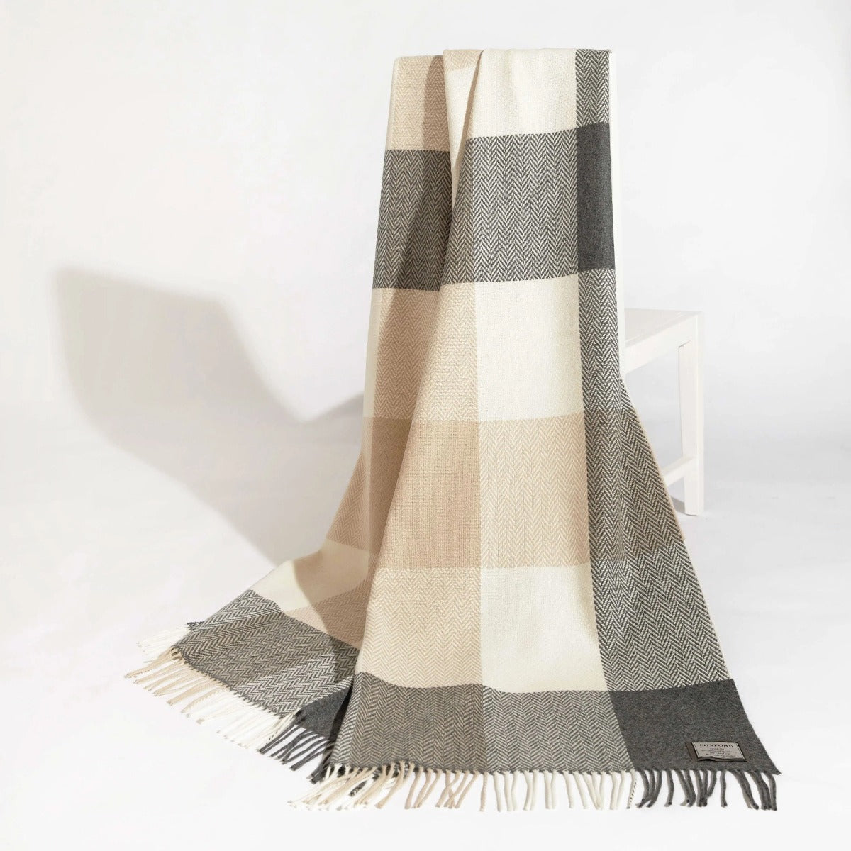 Foxford Woollen Mills | Grey, Bone & White Checked Throw