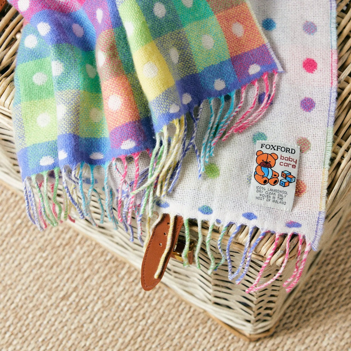 Foxford Wollen Mills | Rainbow Spotted Baby Blanket