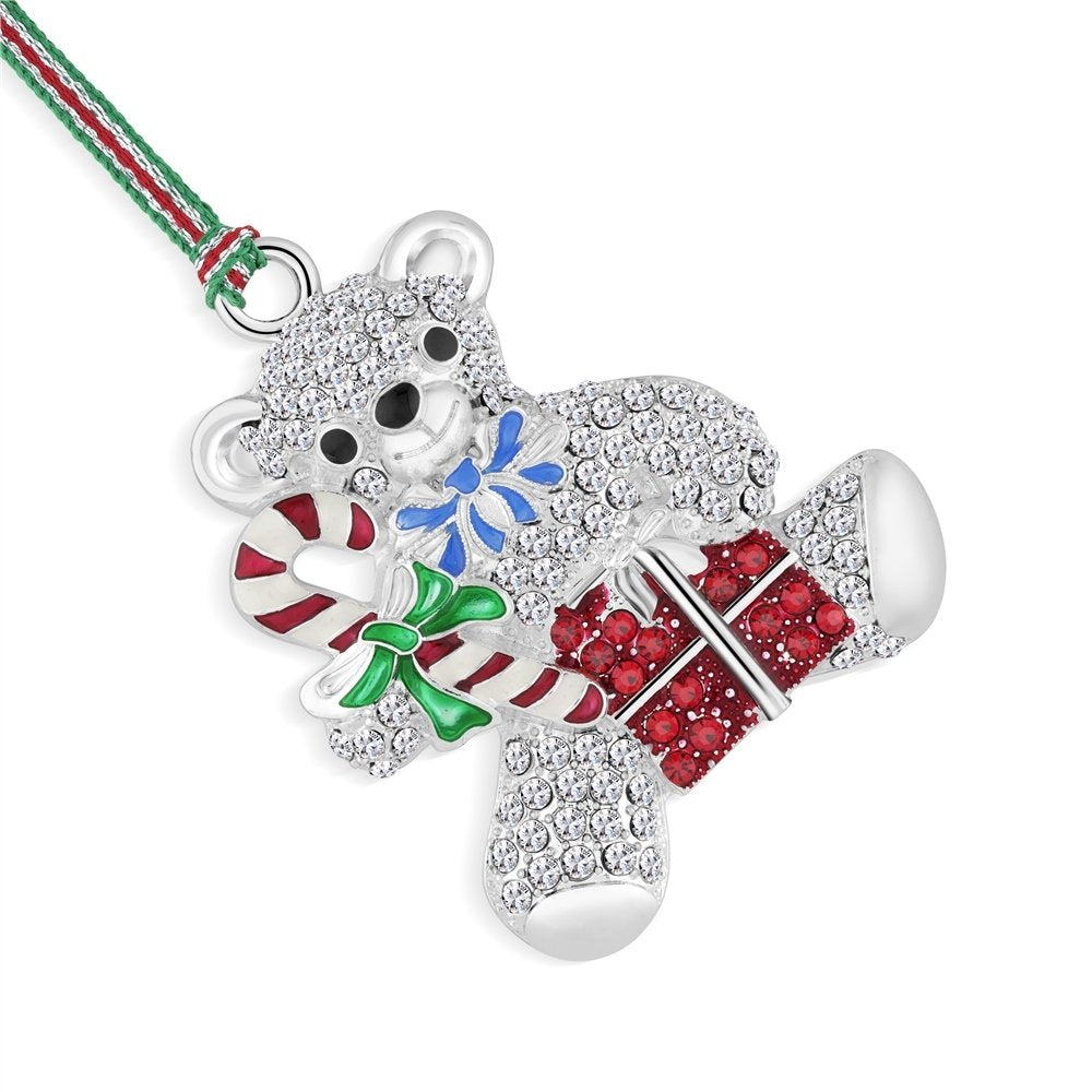 Newbridge Silverware | Teddy Bear Candy Cane Christmas Tree Decoration