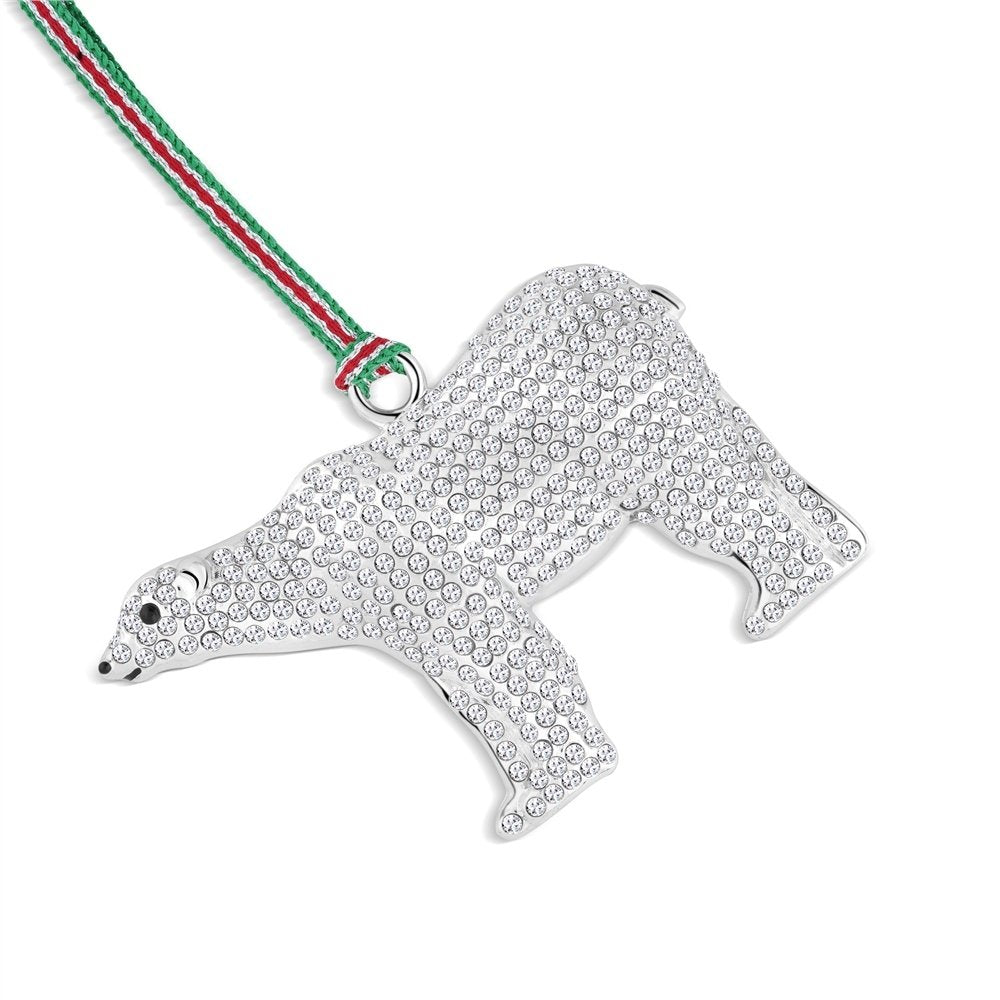 Newbridge Silverware | Polar Bear with Clear Stones Tree Decoration