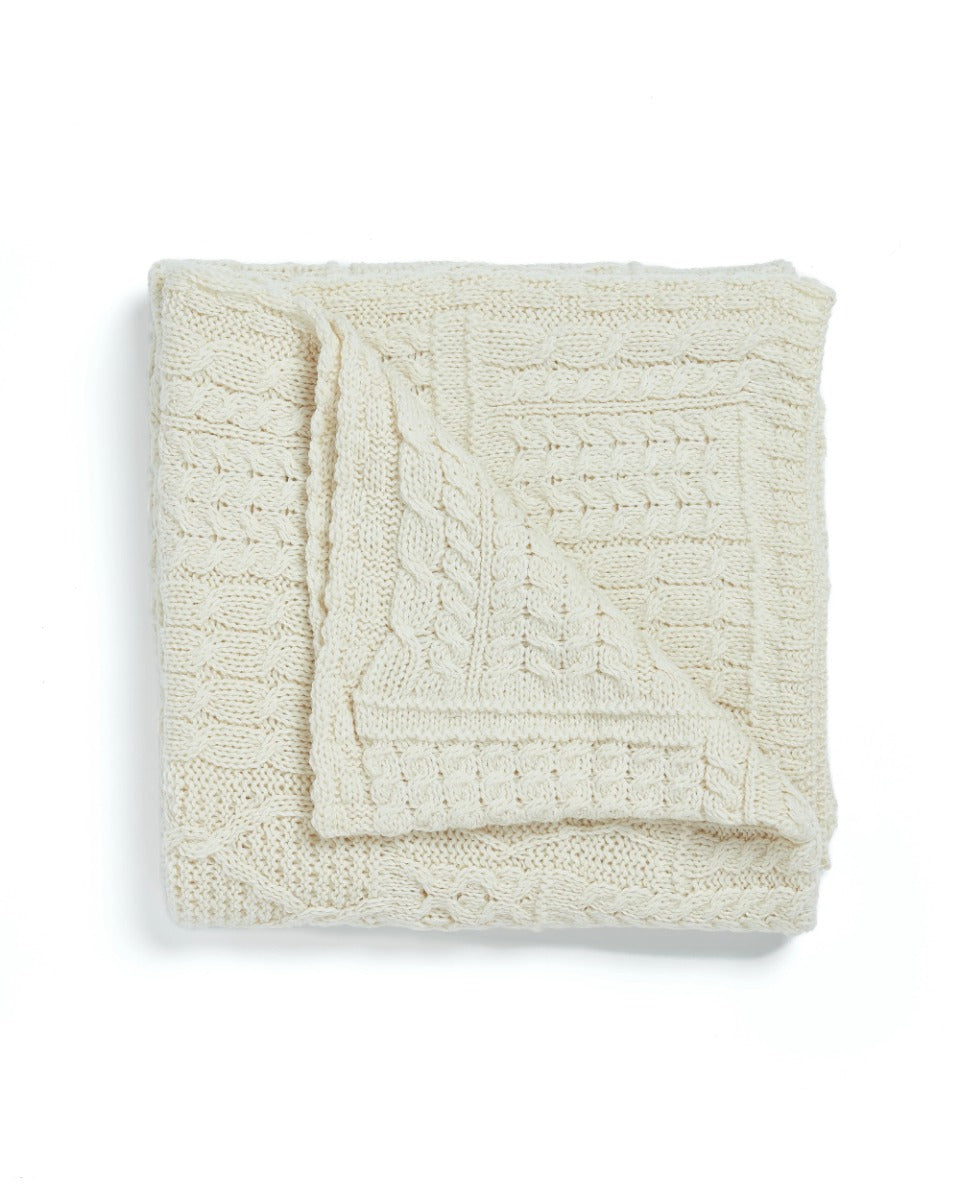 Aran Patchwork Blanket  , Natural