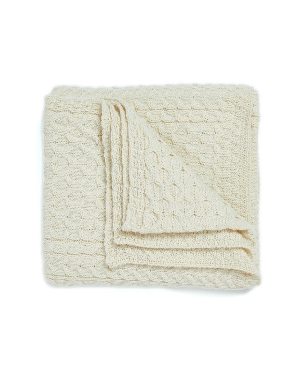 Aran Honeycomb Blanket , Natural