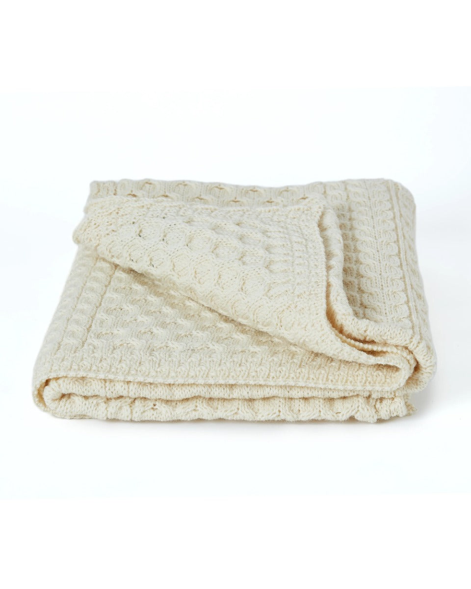 Aran Honeycomb Blanket , Natural