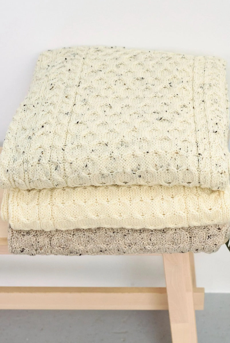 Aran Honeycomb Blanket , Natural