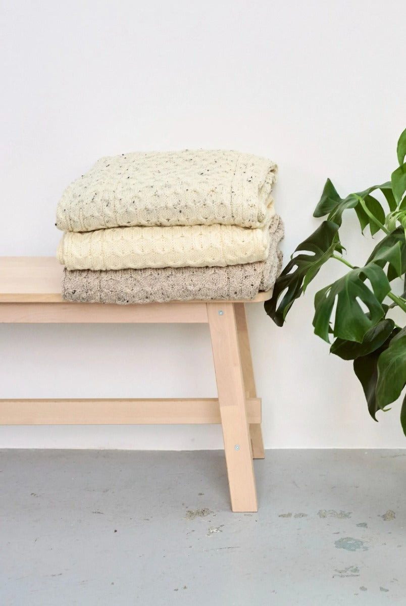 100% Wool Aran Honeycomb Blanket | Skiddaw
