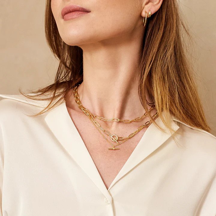 Mary K | Gold T-bar Curb Chain Necklace
