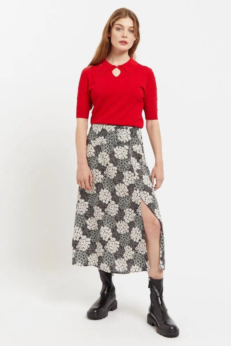Louche | Barney Midi Printed Skirt -Black Floral