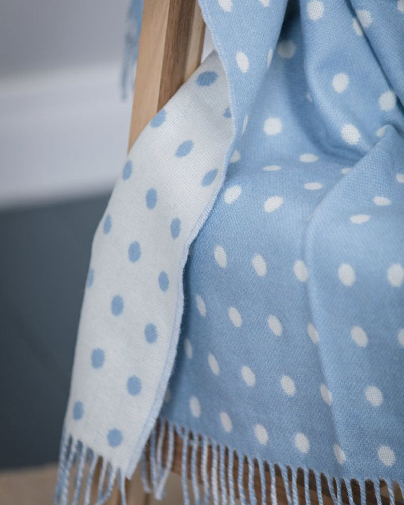 Foxford Blue Spot Lambswool Baby Blanket