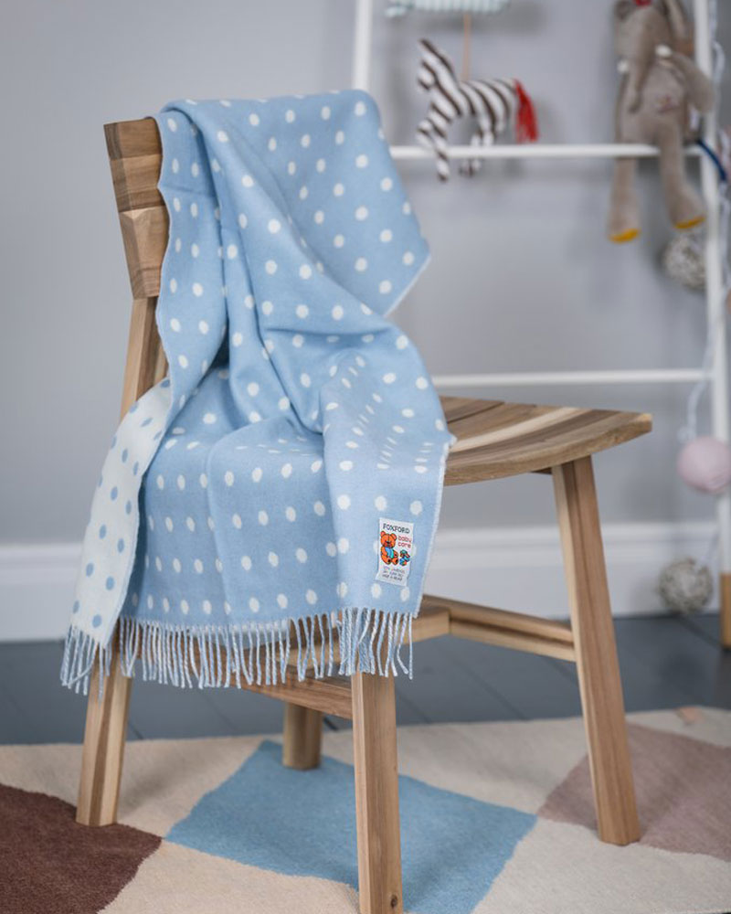 Foxford Blue Spot Lambswool Baby Blanket