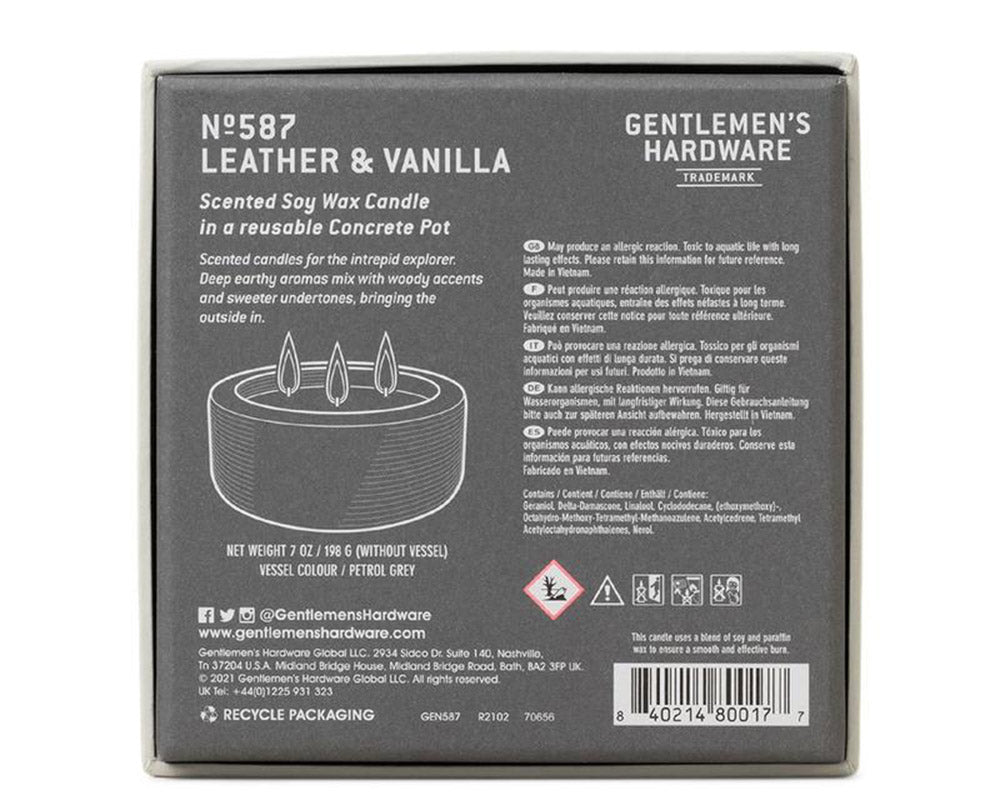 Gentlemen's Hardware | Concrete Candle - Leather and Vanilla