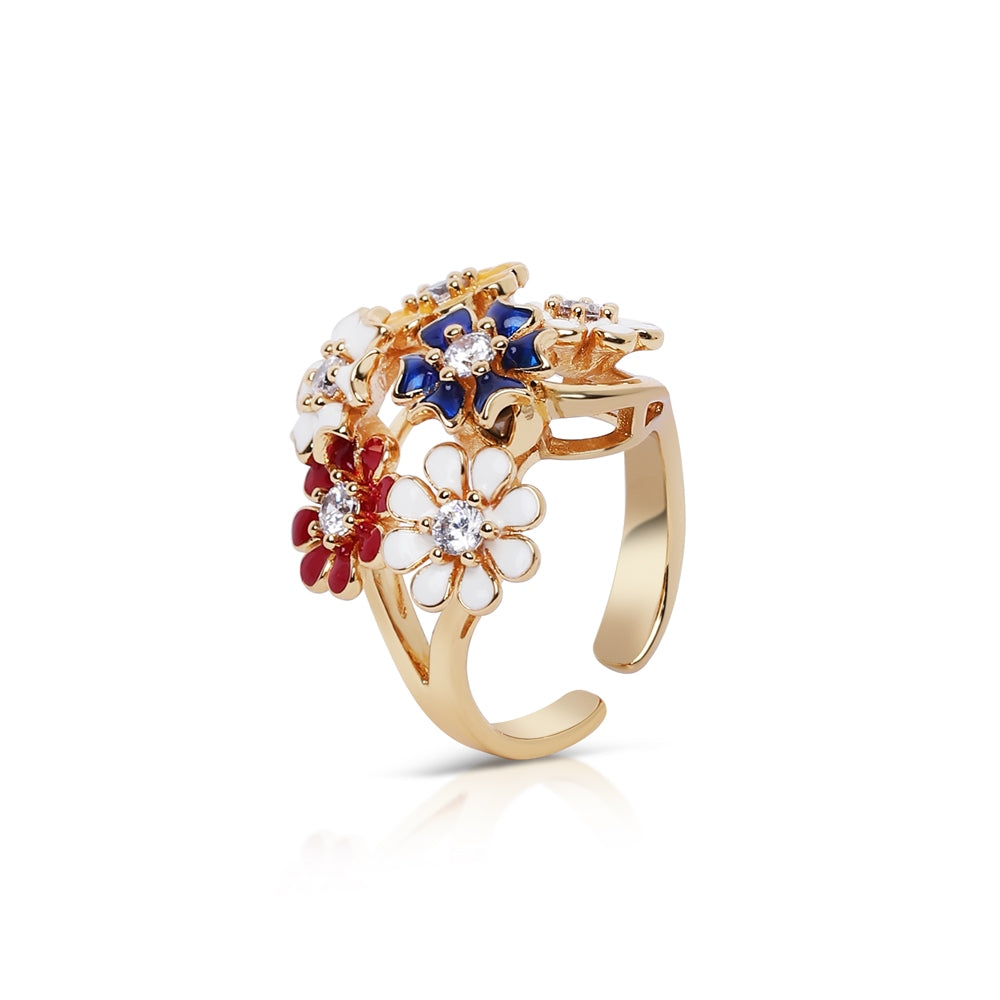 Newbridge Silverware Revolving Cluster Floral Ring