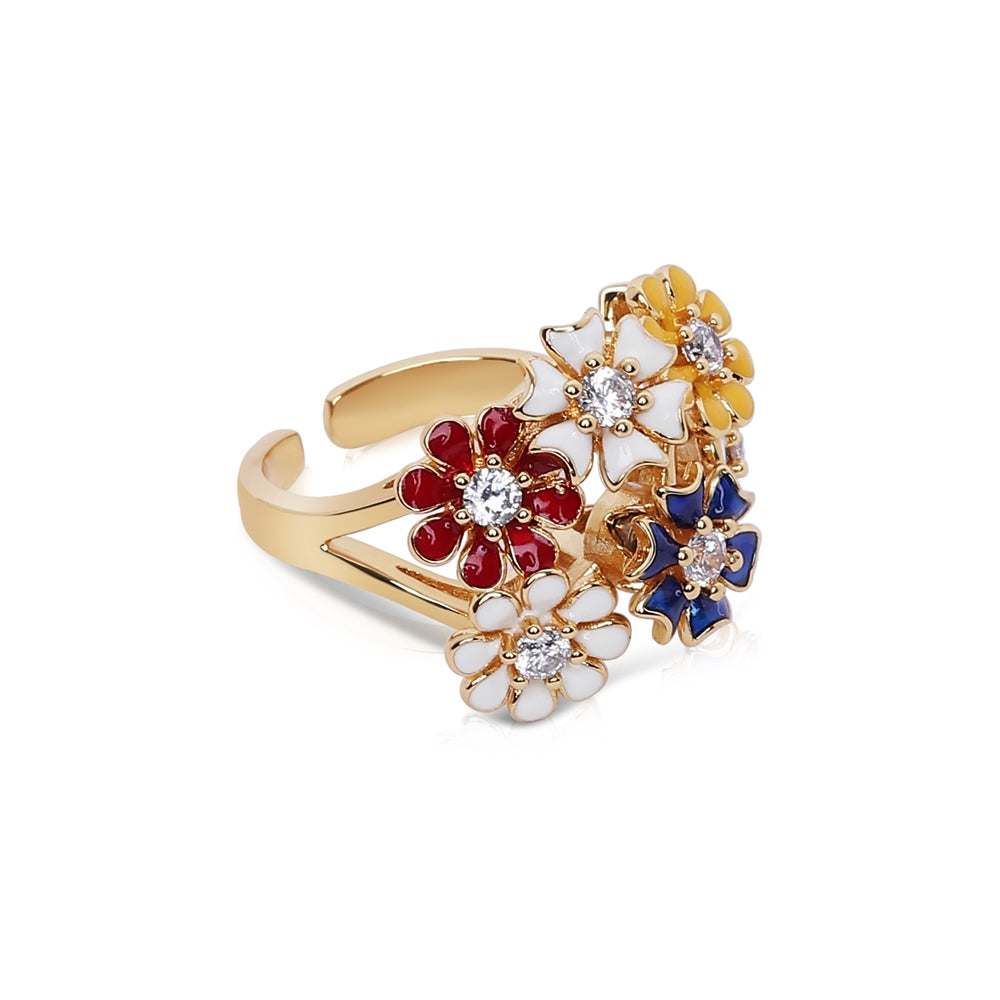 Newbridge Silverware Revolving Cluster Floral Ring