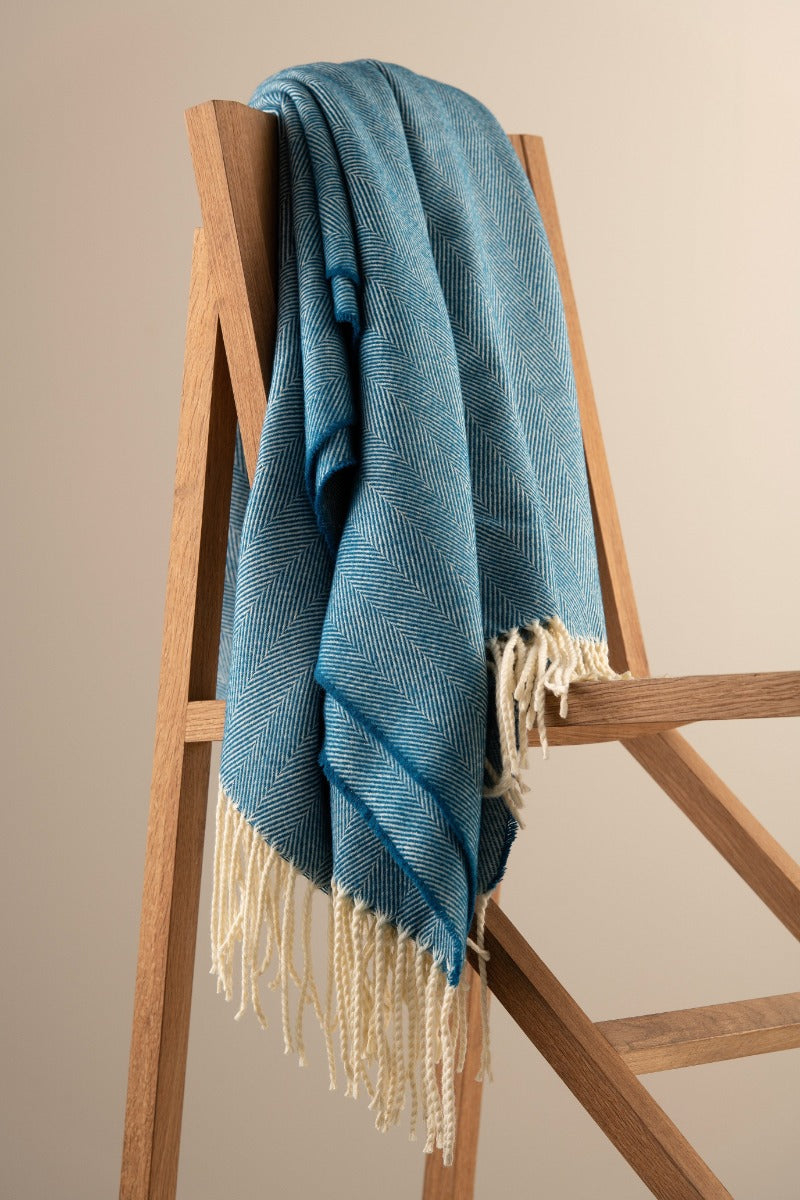 Galway Crystal | Herringbone Throw - Atlantic Blue