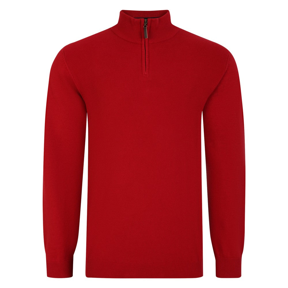 Peter Gribby | 1/4 Zip Rice Stitch | Red