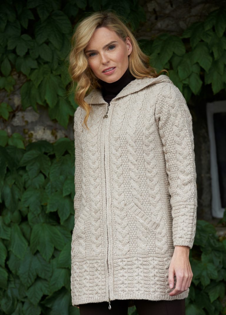 Long Hooded Zip Cardigan , Parsnip