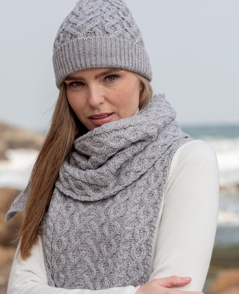 Aran Crafts | Scarf | Soft Grey