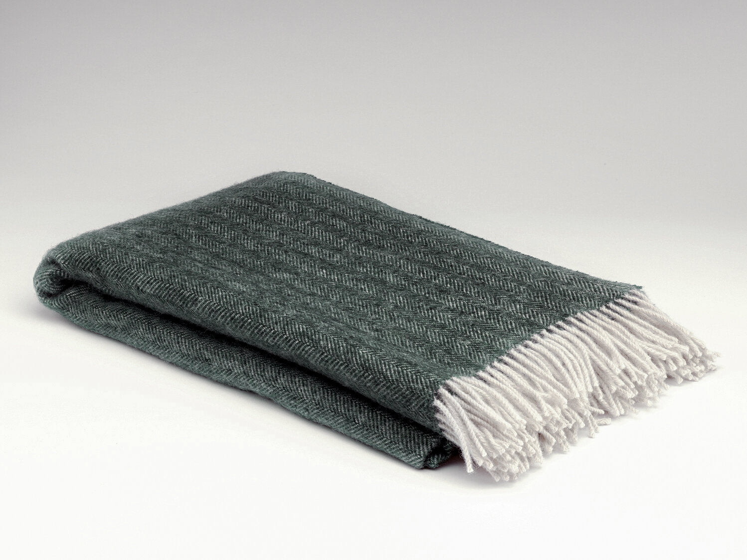 McNutt of Donegal Herringbone Throw , Spruce Green
