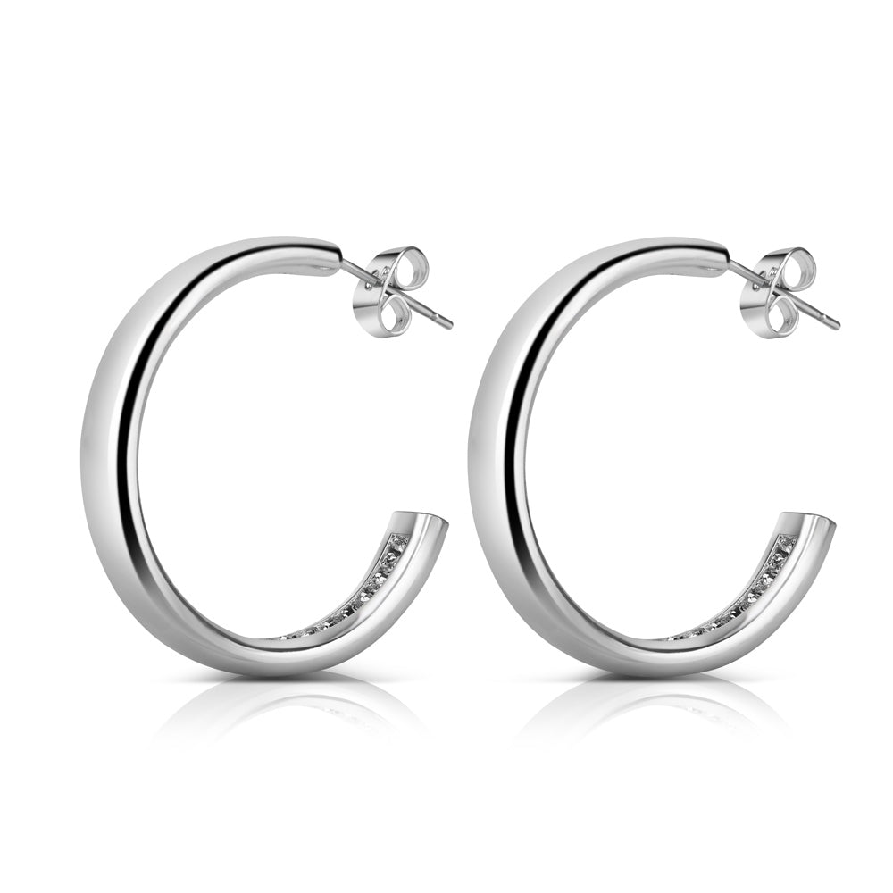 Newbridge Silverware | Hoop Earrings with Clear Stones