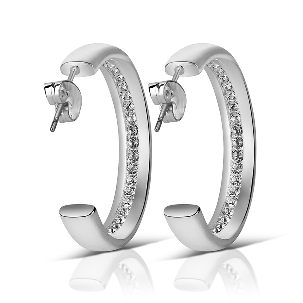 Newbridge Silverware | Hoop Earrings with Clear Stones