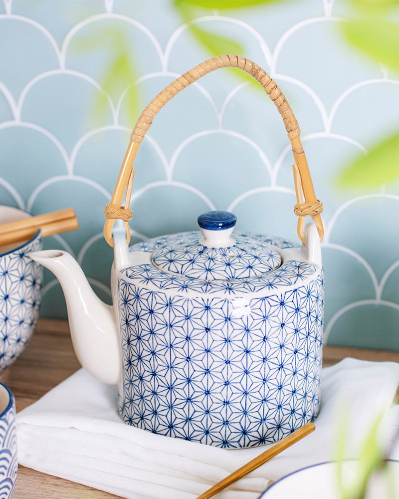 Sass and Belle | Sashiko Pattern Teapot- Blue