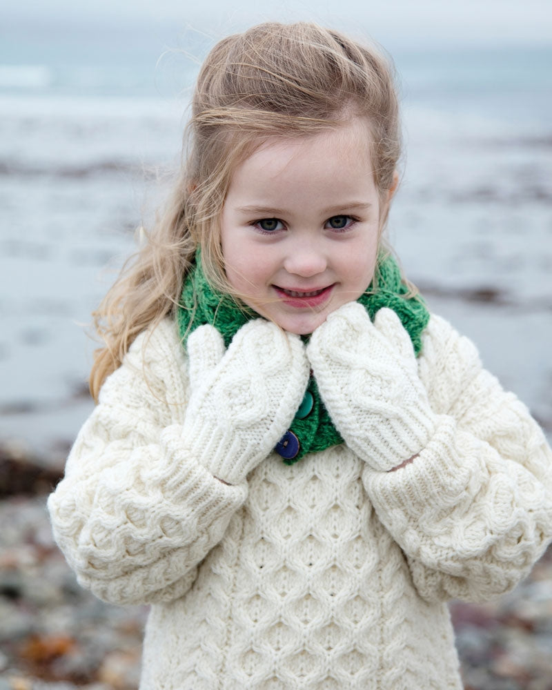 Childrens Handknit Mittens , Natural