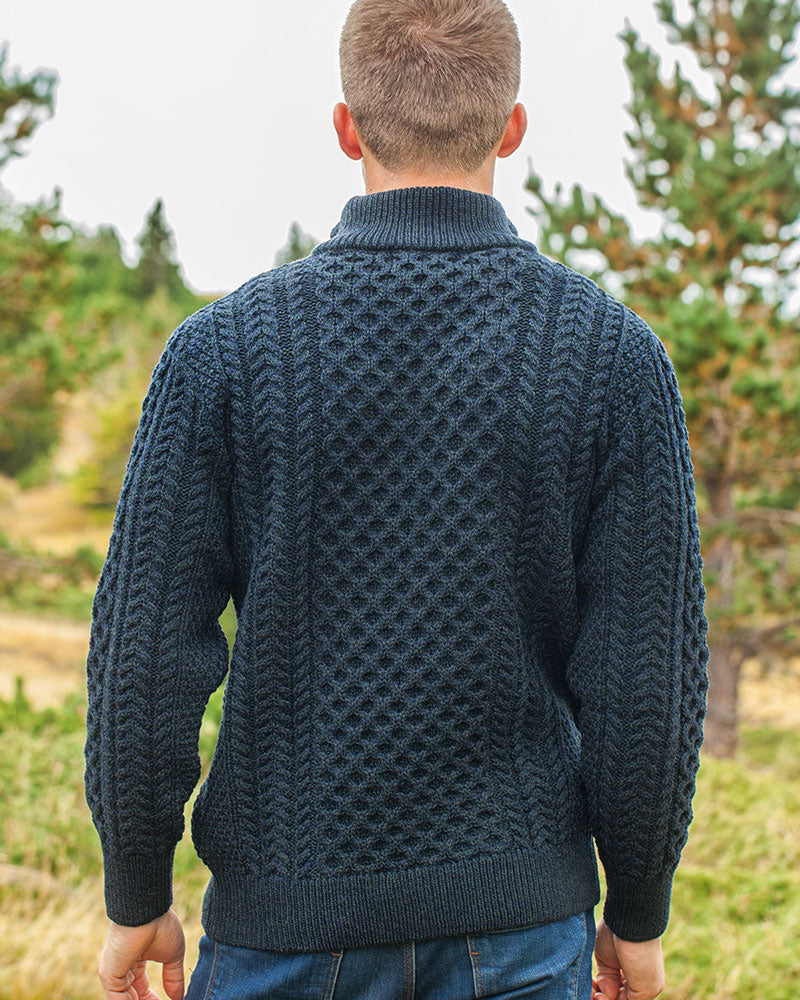 Men's 1/4 Zip Honeycomb Sweater, Blackwatch