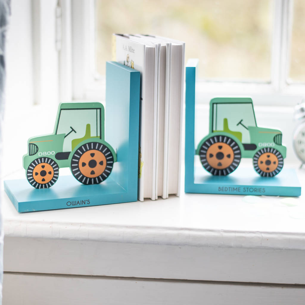 Sass And Belle | Green Tractor Bookends