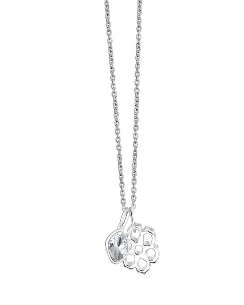 Newbridge Silverware | Floral Pendant with Clear Stone