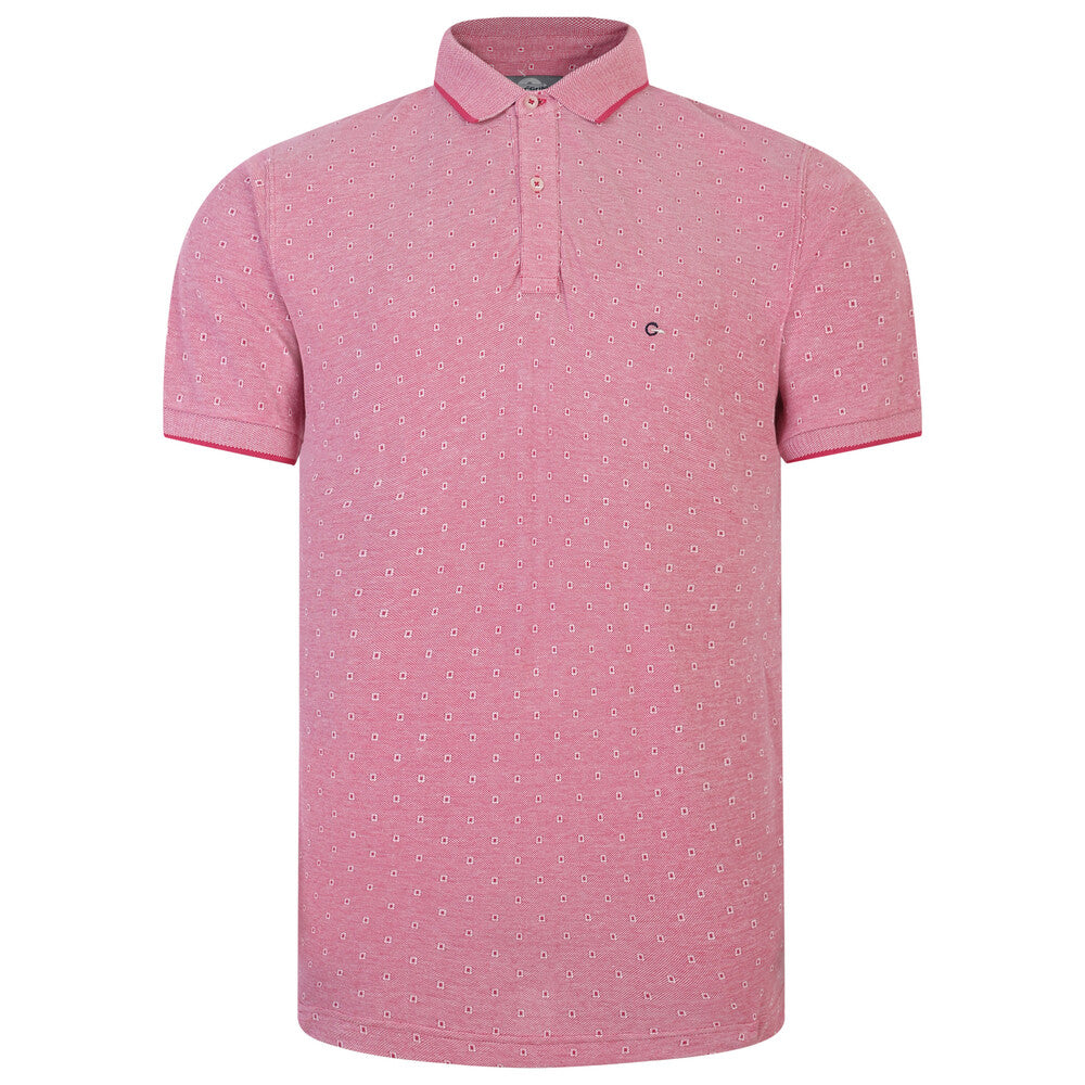 Peter Gribby | Jacquard Pique Polo Shirt | Brick Red