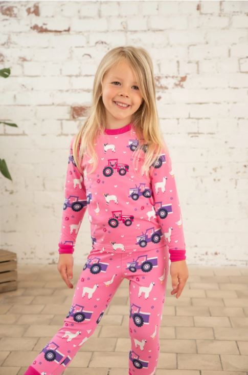 Lighthouse | Tractor Print Pyjamas | Pink