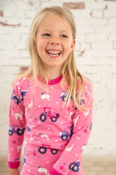 Lighthouse Tractor Print Pyjamas , Pink