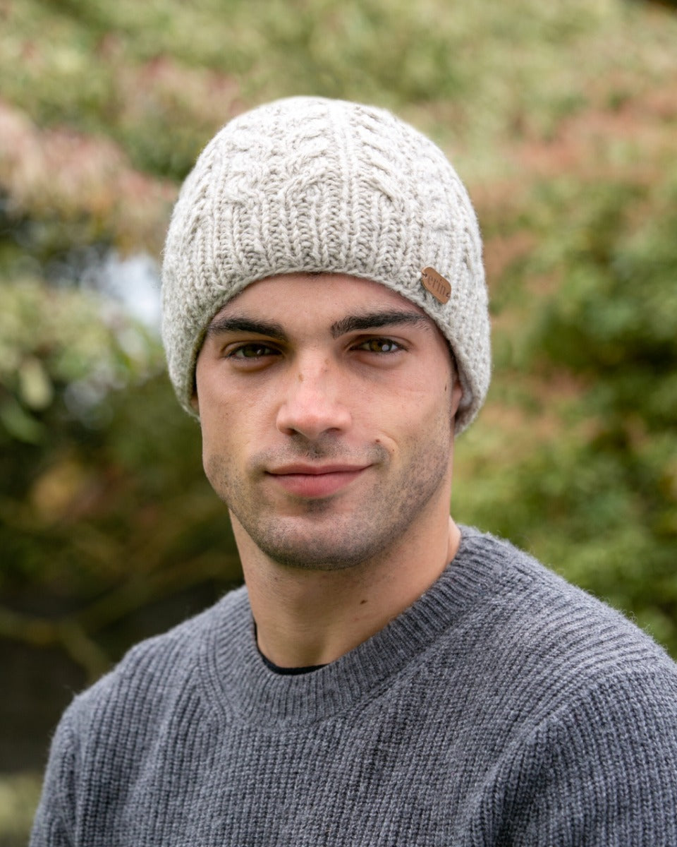 Erin Knitwear Aran Cable Pullon Hat , Oatmeal