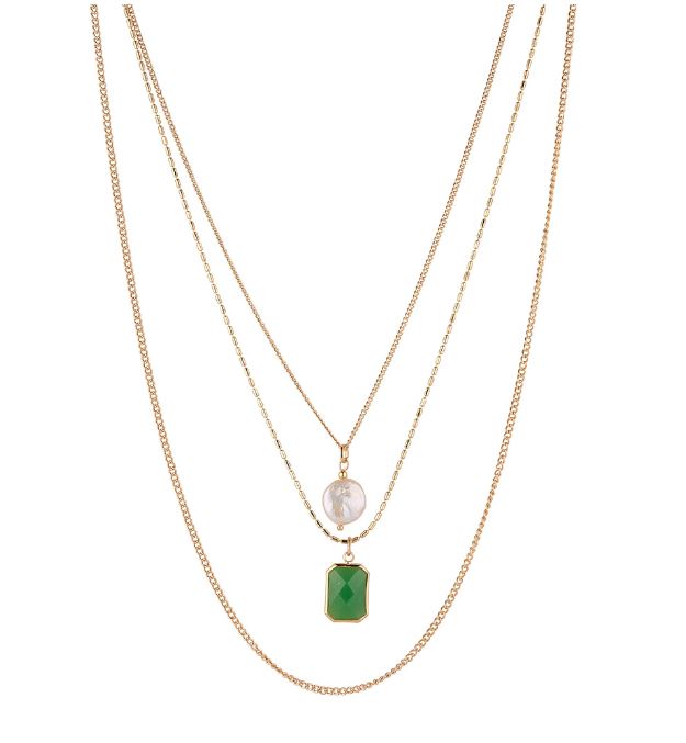 Knight & Day | Green / Pearl Necklace