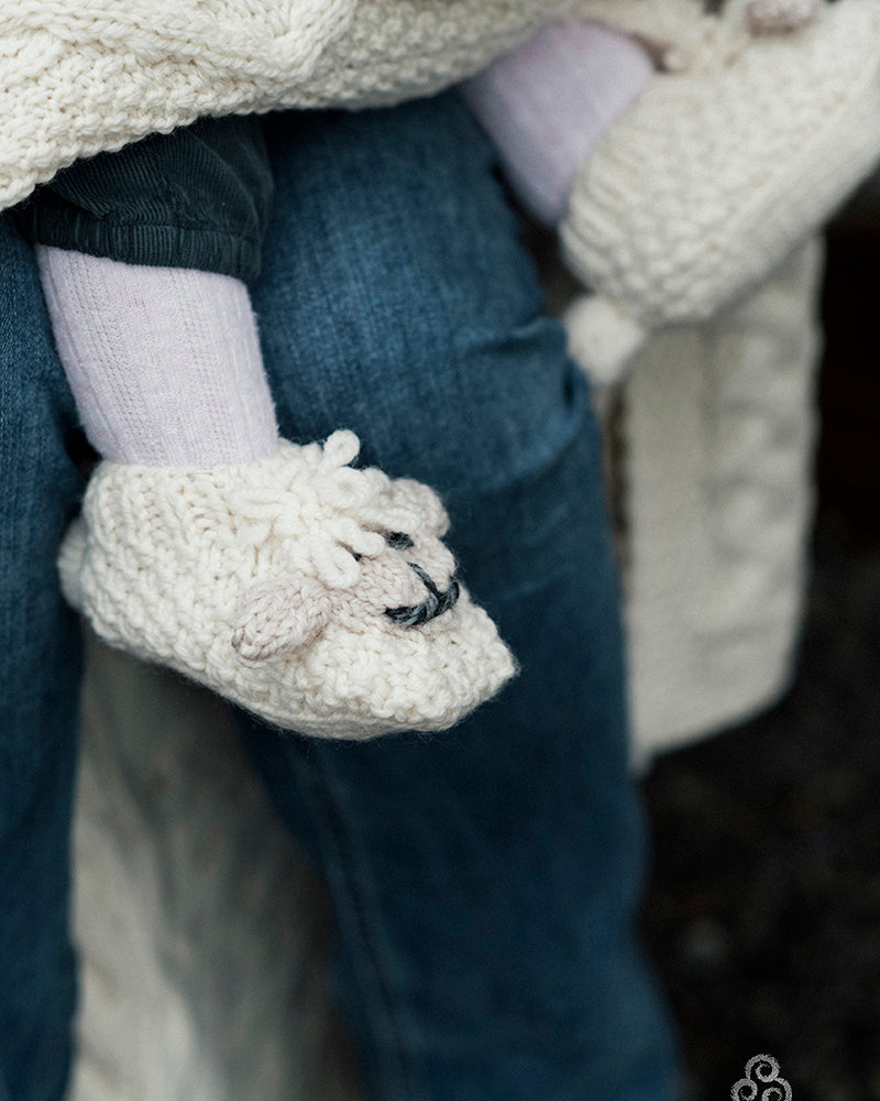 Handknit Baby Sheep Slippers , Natural/Oat