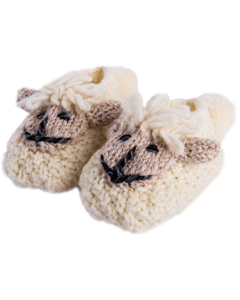 Handknit Baby Sheep Slippers , Natural/Oat