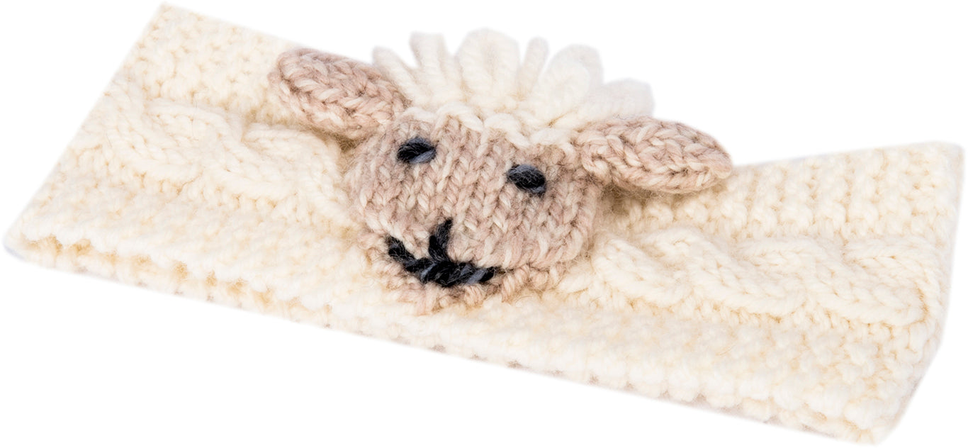 Baby Handknit Sheep Headband , Natural/Oat